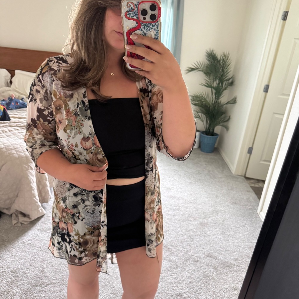 Y2K Fairycore Mesh Floral Cardigan Ny Invasion Medium Neutral Multi